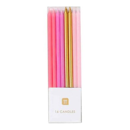 Свечи короткие "Gold+Pink" 16 шт.