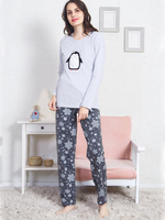 Оригинальная женская пижама с пингвинчиком (Размер: S) (Цвет: темно-серый)