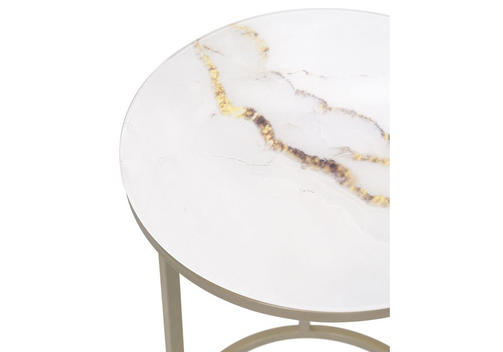 Журнальный столик Иберис 40х56 круглый белый / золото