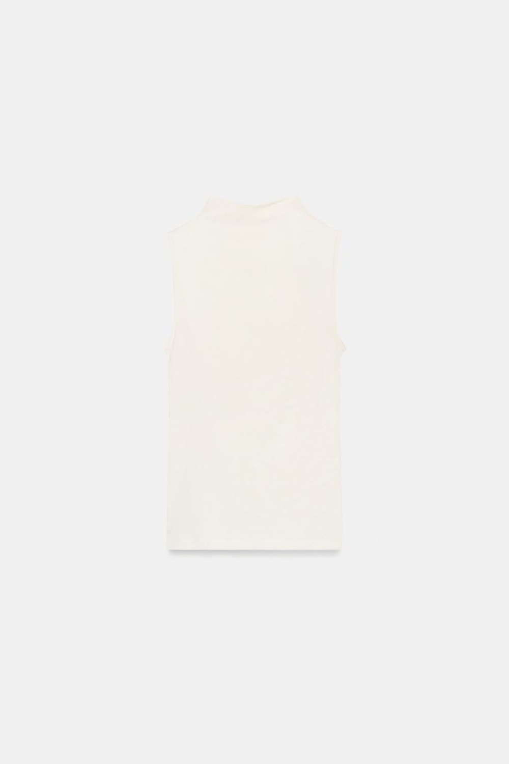 ZARA ТОП БЕЗ РУКАВОВ, ЖЕЛТОВАТО-БЕЛЫЙ