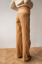 Джинсы для беременных свободные, Кэмэл