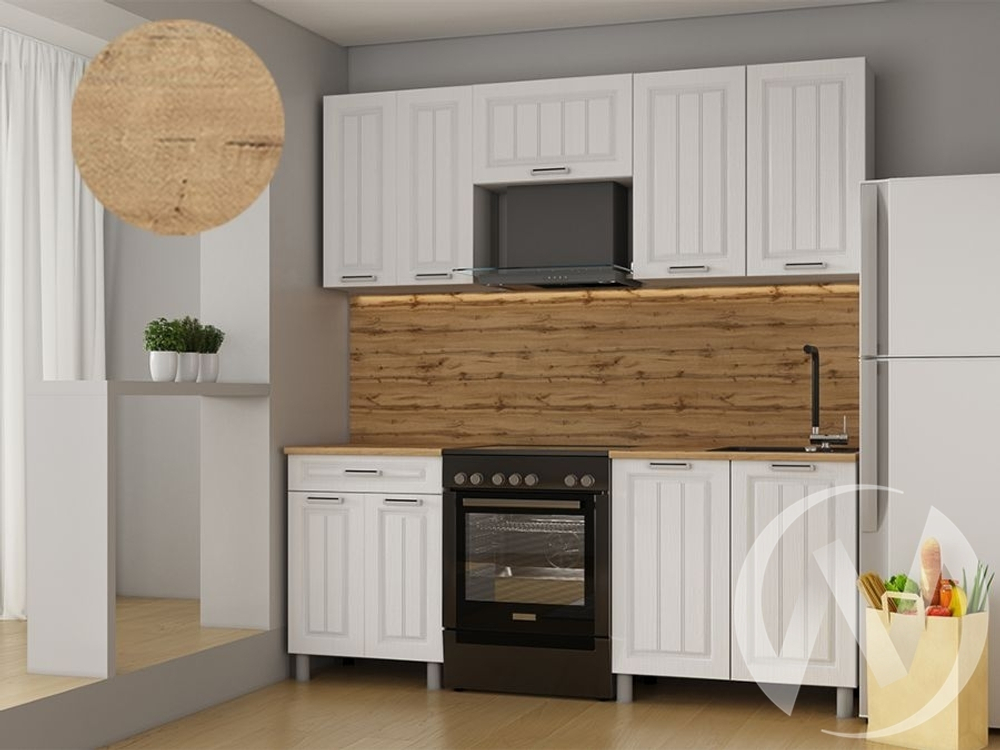 Кухня Лаура 2.0м с окапом 38мм дуб бунратти