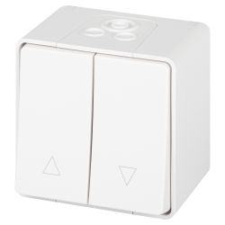 Переключатель ЭРА Эксперт 11-1508-01 для жалюзи кнопочный IP55, 10АХ-250В, ОУ, белый | Эра Эксперт