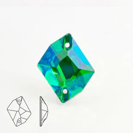 Стразы пришивные из стекла, цвет Peridot AB, форма Cosmic