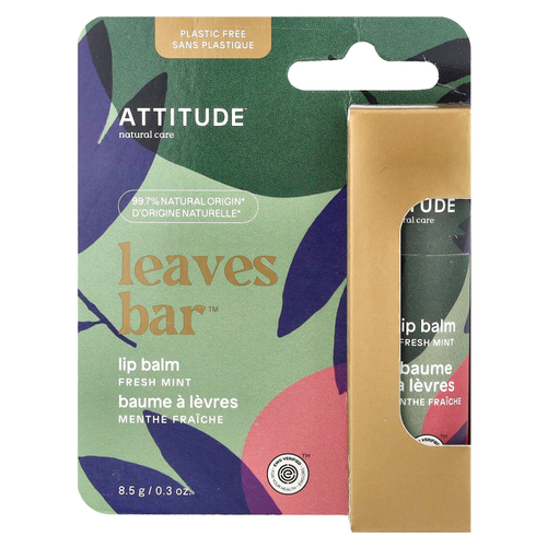 ATTITUDE, Leaves Bar ™, бальзам для губ, свежая мята, 8,5 г (0,3 унции)