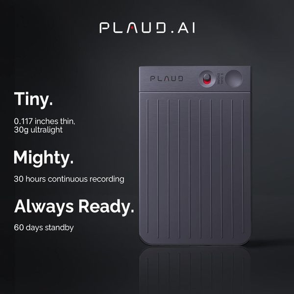 Цифровой диктофон Plaud Note с поддержкой ChatGPT, Черный | Black