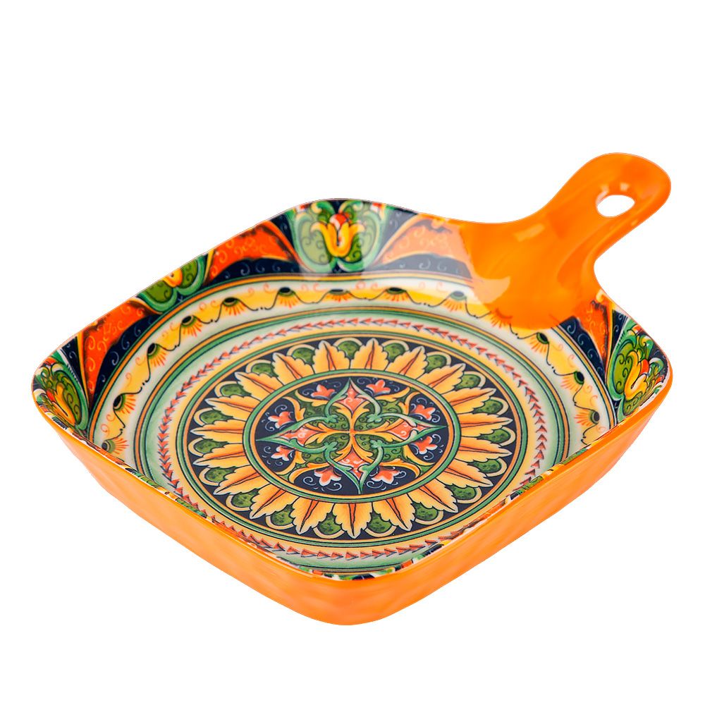 Блюдо с ручкой "Arabesque" (оранжевый) 23х14,5см (min9) (транспортная упаковка)