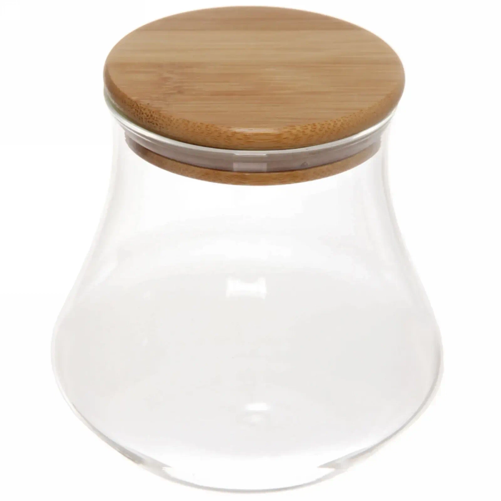 Банка для продуктов стеклянная 700мл «Хай-Тек» с бамбуковой крышкой, груша