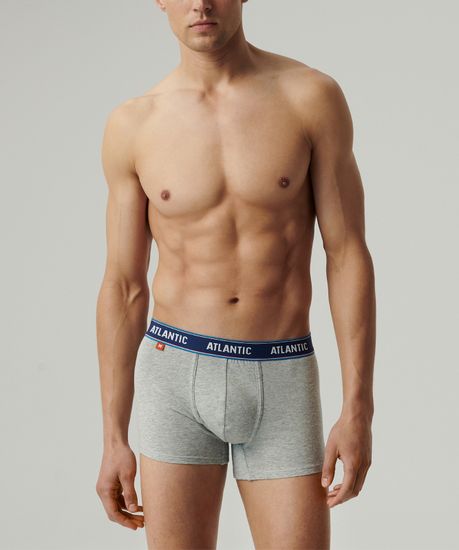 Трусы мужские боксеры (3шт), Atlantic 3MH-214, хлопок, темно-синий + коралловый + серый меланж