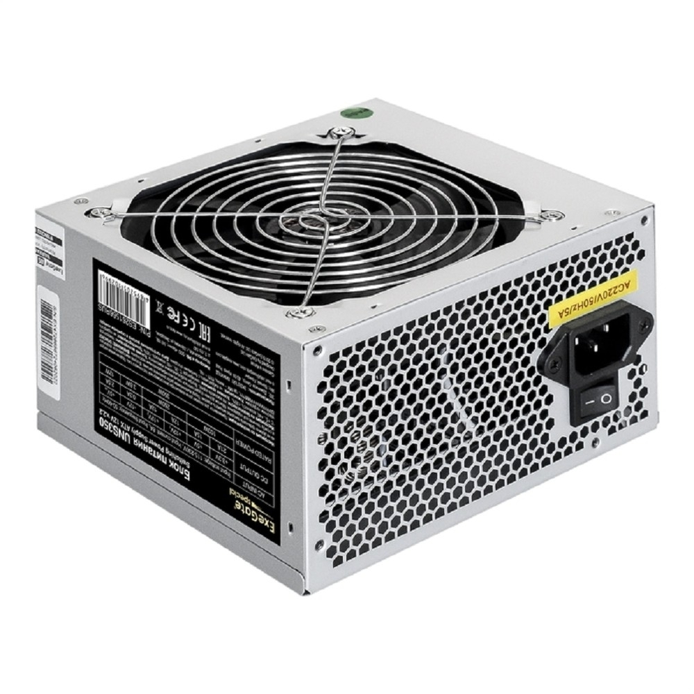 Блок питания ExeGate ES261566RUS-PC Блок питания 350W UNS350 (ATX, PC, 12cm fan, 24pin, 4pin, 3xSATA, 2xIDE, FDD, кабель 220V в комплекте)