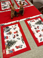 Ланчматы "Новый год" 45х35 см двусторонние, жесткие из ткани Duck