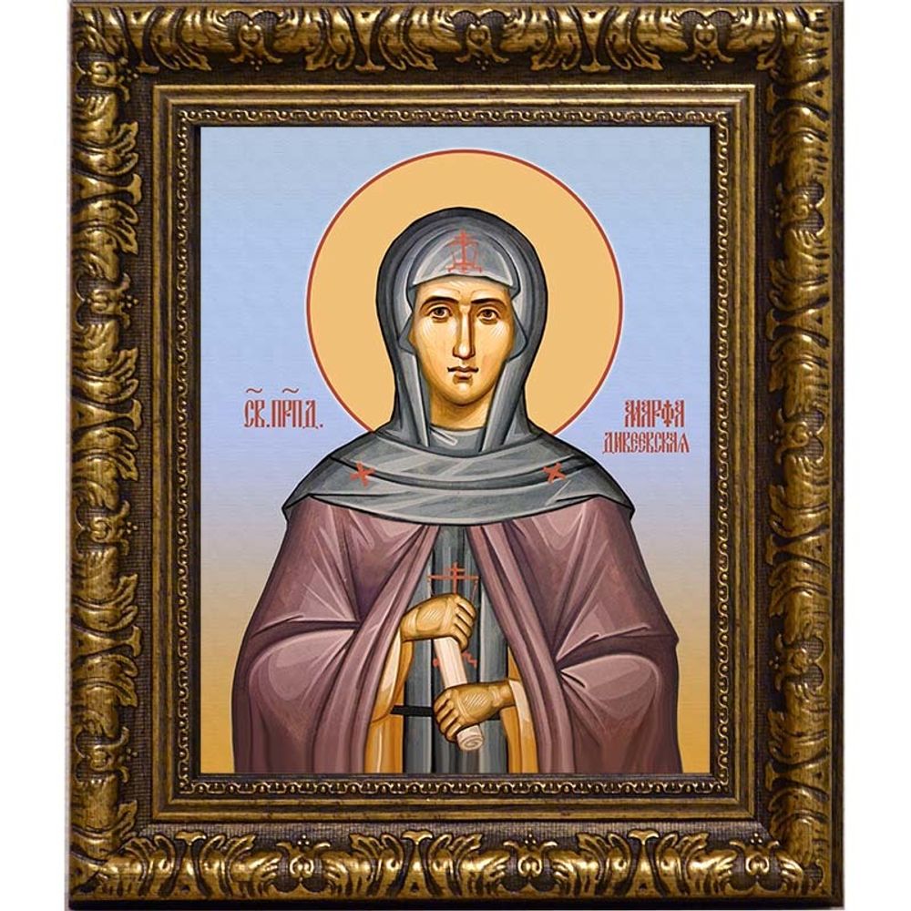 Марфа Дивеевская (Милюкова) преподобная. Икона на холсте. В раме 17 х 21 см.