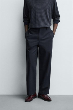 ZARA БРЮКИ ПРЯМОГО КРОЯ, МОРСКОЙ СИНИЙ