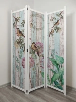 Ширма из массива дерева "Птички" 180см