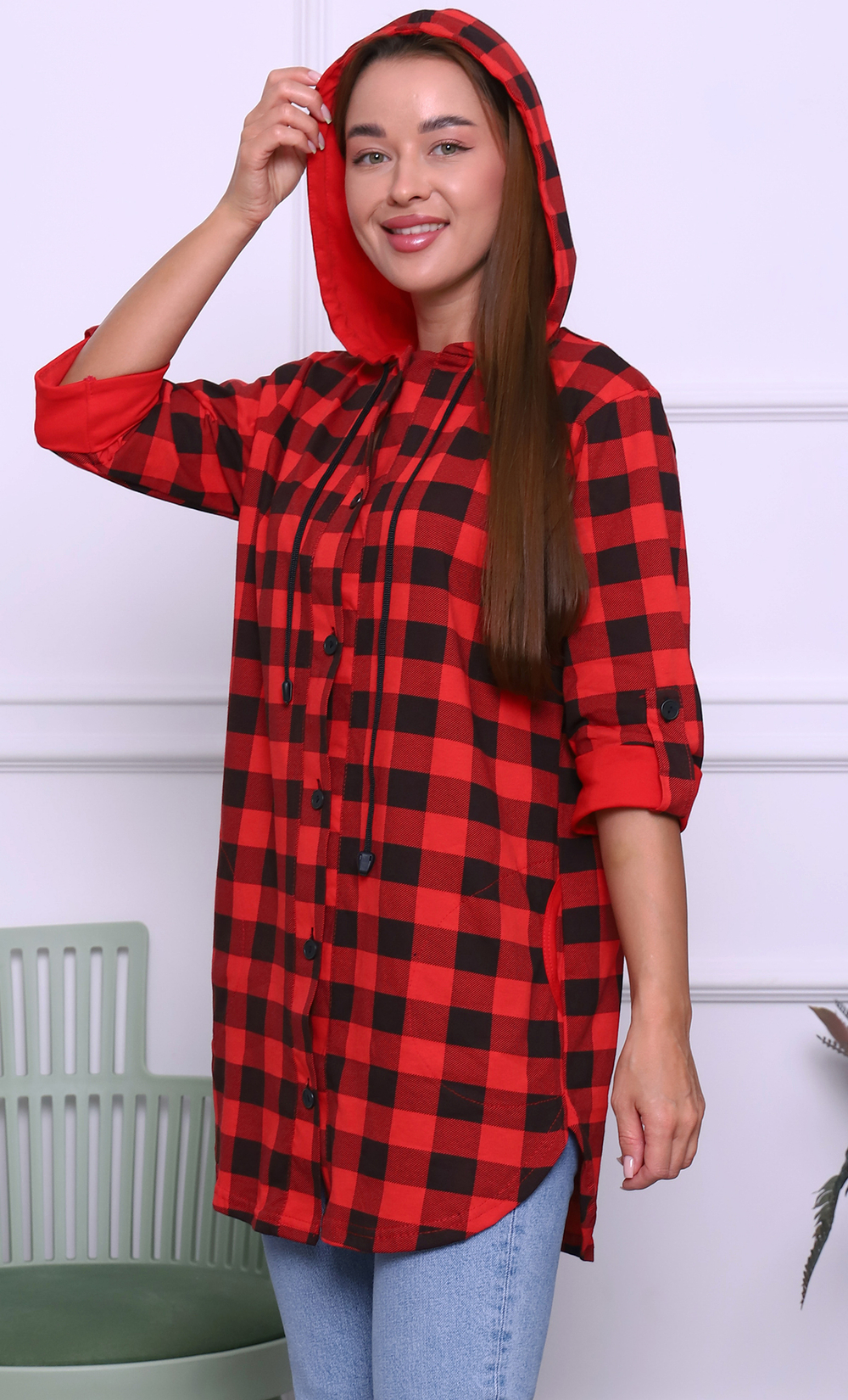 [m]Туника-рубашка с капюшоном Т-2974