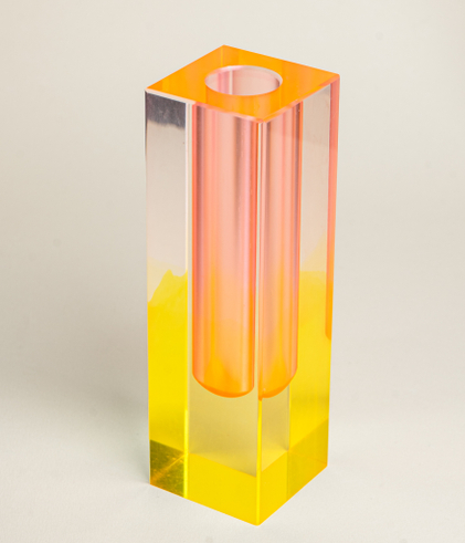 Ваза/Подсвечник из акрила 5 х 5 х 16 Оранжево-желтый