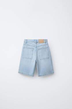 ZARA ДЖИНСОВЫЕ ШОРТЫ RELAXED BAGGY, ГОЛУБОЙ