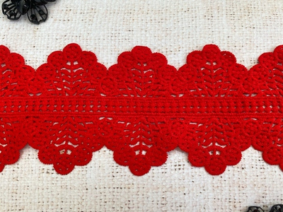 Кружево матовое плетеное, ш. 9,1 см, красный