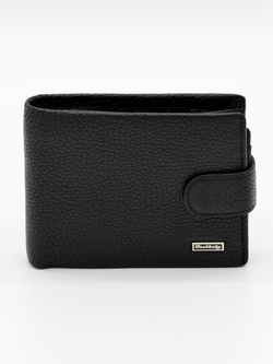 Компактный мужской чёрный кошелёк портмоне из натуральной кожи с RFID-зажитой от считывания Dublecity 130-DC31-04A в коробке