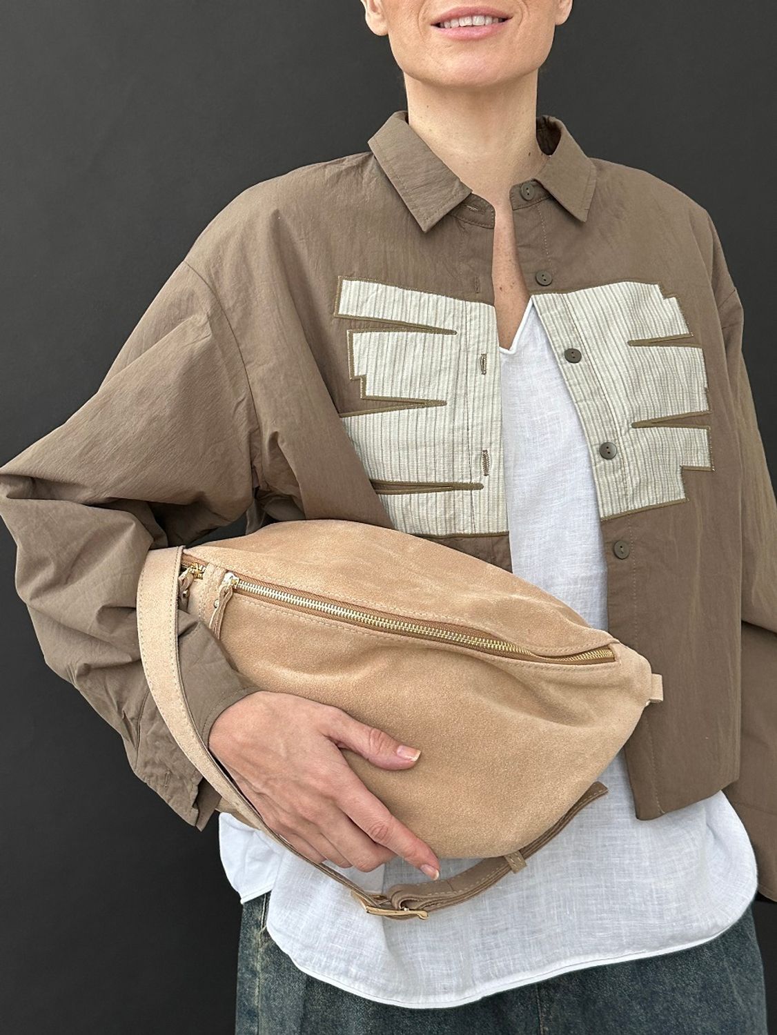 Banana bag, ballerina, NOVA suede gold (нюд)