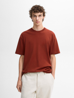 Massimo Dutti ФУТБОЛКА С КРУГЛЫМ ВЫРЕЗОМ, ОРАНЖЕВЫЙ