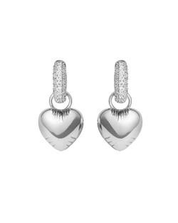 Серьги-конго, гладкое сердце, серебро