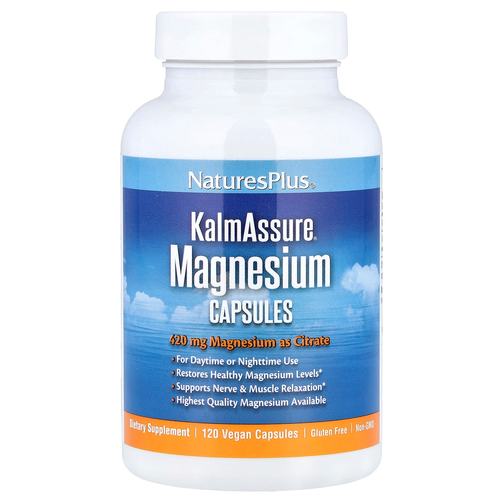 NaturesPlus, KalmAssure®, магний, 120 веганских капсул (105 мг в 1 капсуле)