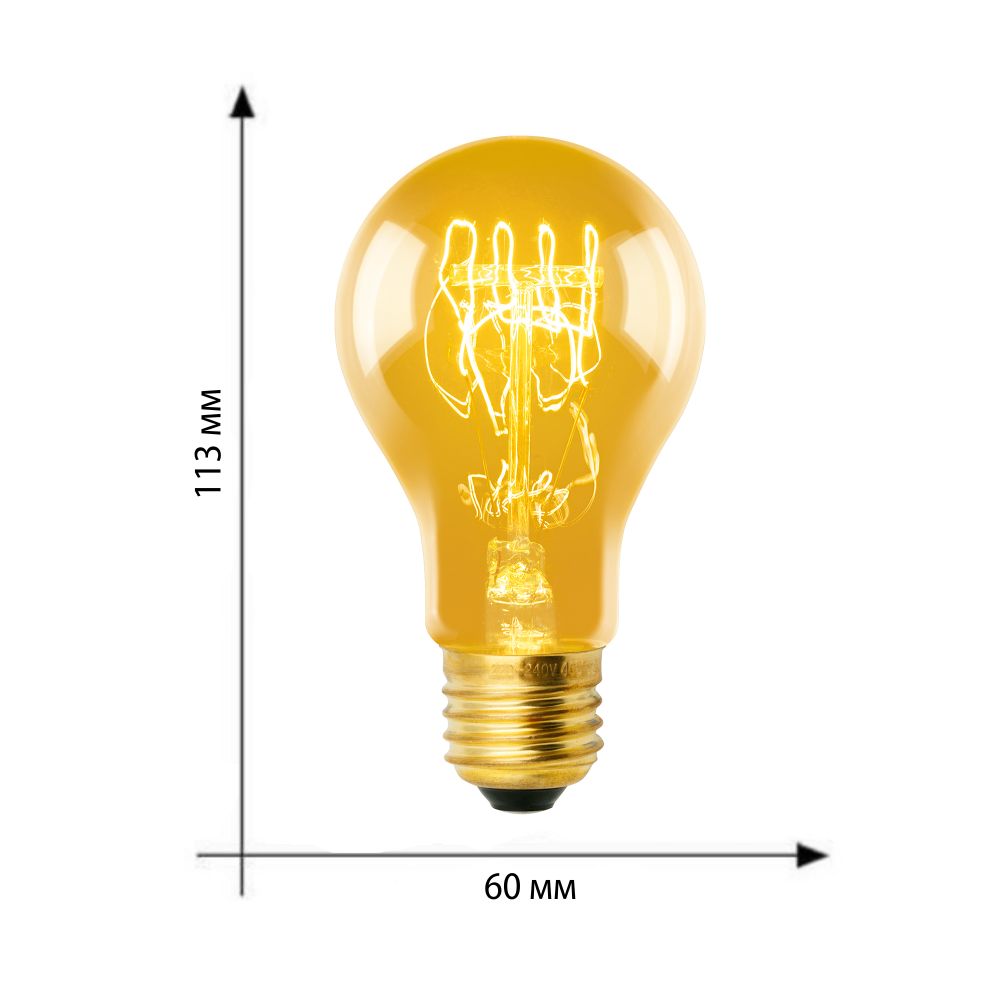 IL-V-A60-60-GOLDEN-E27 SW01 Лампа накаливания Vintage. Форма A. Форма нити SW. Картон. ТМ Uniel