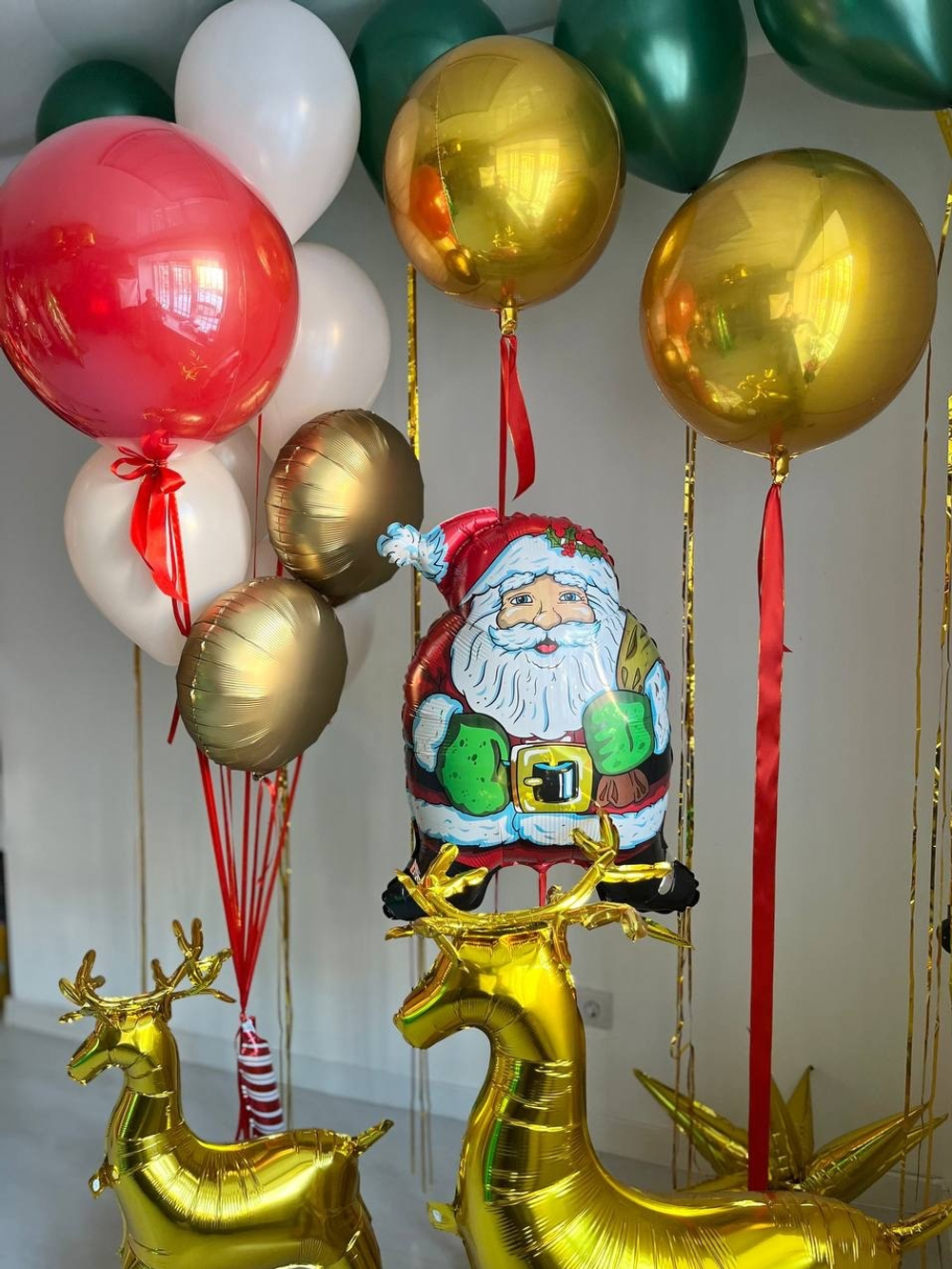 Набор воздушных шаров. шары на новый год, олень, ёлка, дед мороз №2134