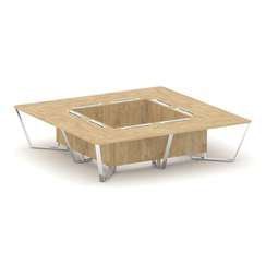 Steel Meet Стол переговорный квадратный MD-PR.B.SP-16K Тиквуд Светлый/Нержавеющая Сталь/Хром 3200*32