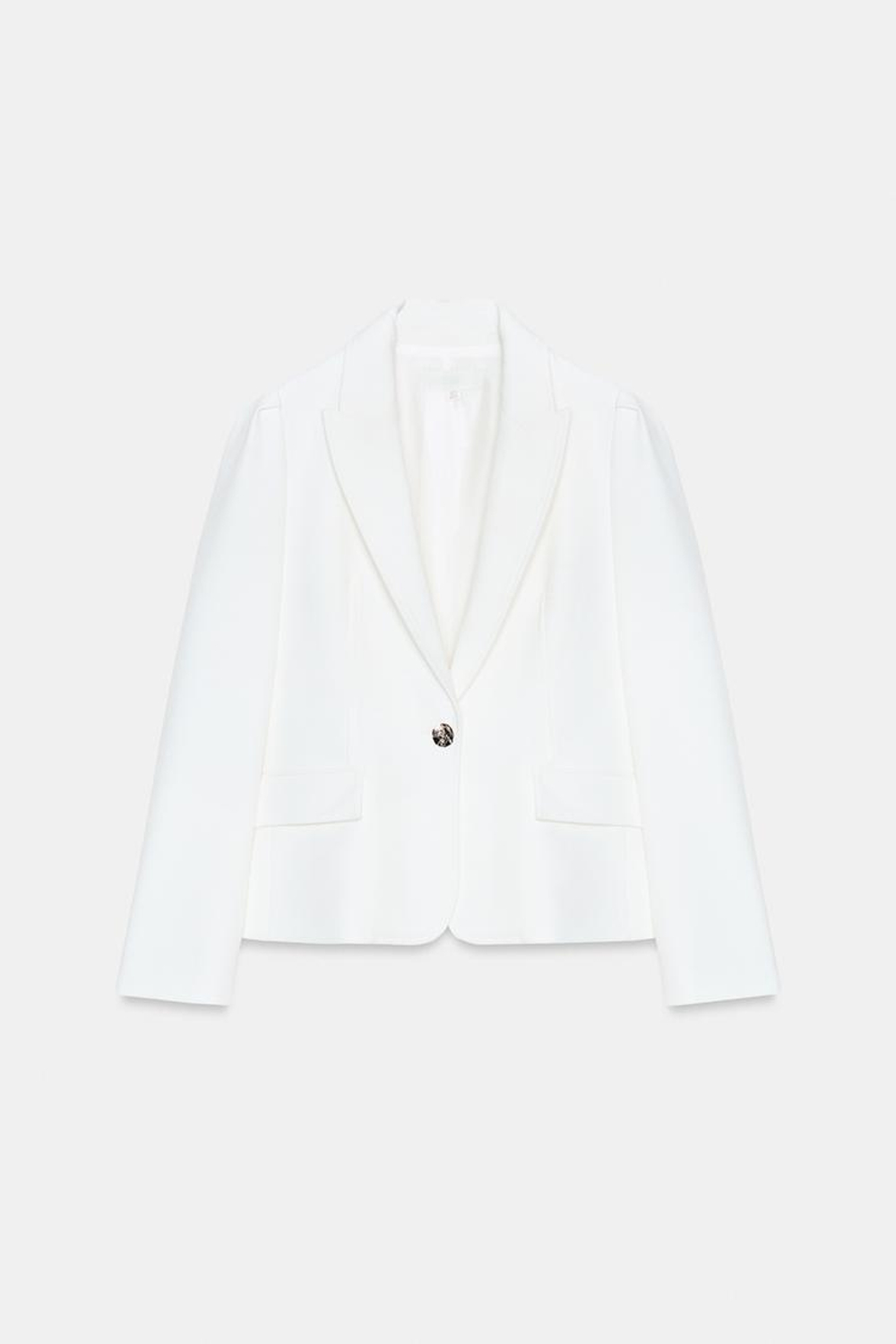 ZARA ПРИТАЛЕННЫЙ БЛЕЙЗЕР С ВЫРАЖЕННЫМИ ПЛЕЧАМИ, ЖЕЛТОВАТО-БЕЛЫЙ