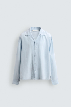 ZARA РУБАШКА RELAXED FIT ИЗ СТРУЯЩЕЙСЯ ТКАНИ, НЕБЕСНО-ГОЛУБОЙ