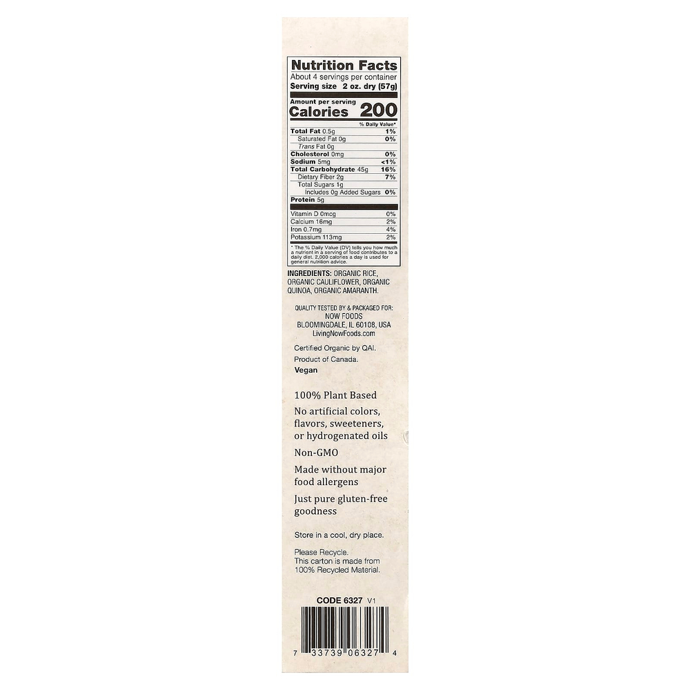 NOW Foods, органические мультизерновые ростки и цветная капуста, 227 г (8 унций)