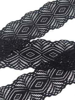 0584 Кружево узкое эластичное 6,5 см, Италия, черный 170