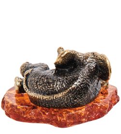 Народные промыслы AM- 412 Фигурка «Слон Тропики» (латунь, янтарь)