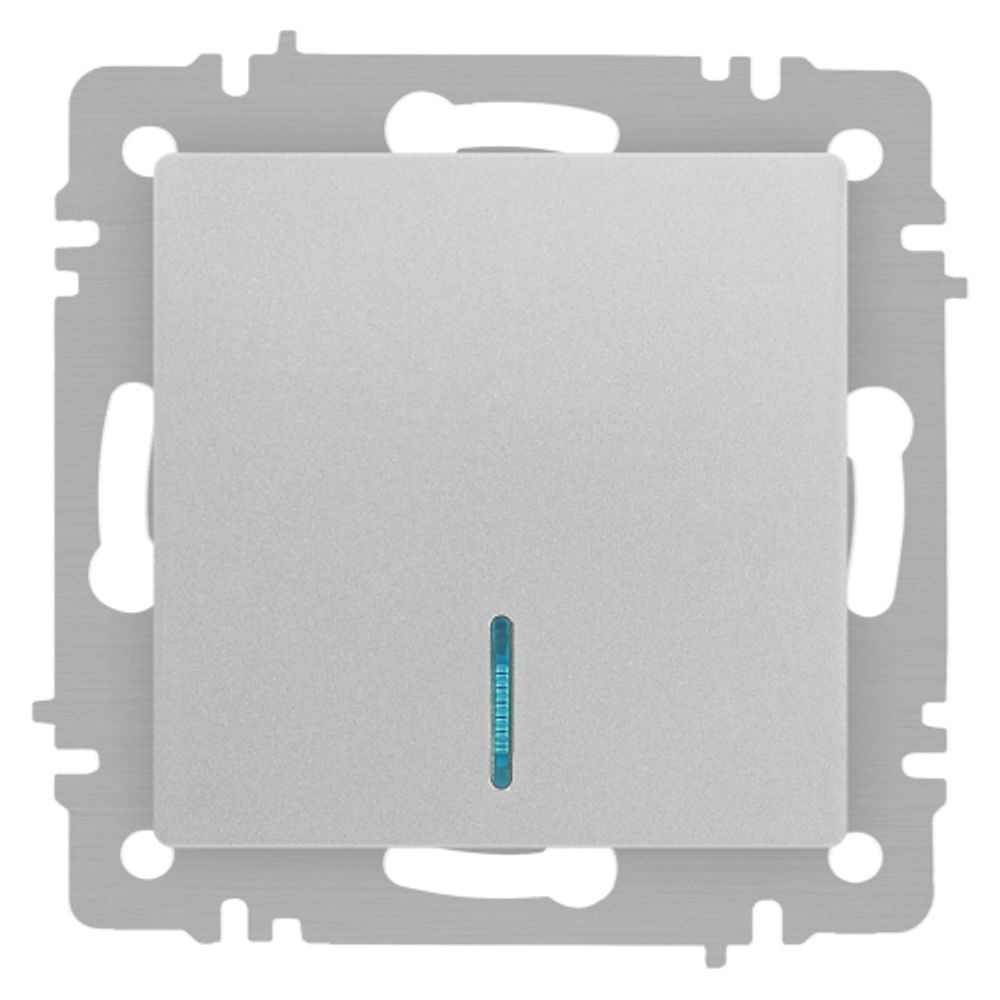 Выключатель Intro Accent 6-102-03 с подсветкой, 10А-250В, IP20, СУ, AL/CU, алюминий | Intro