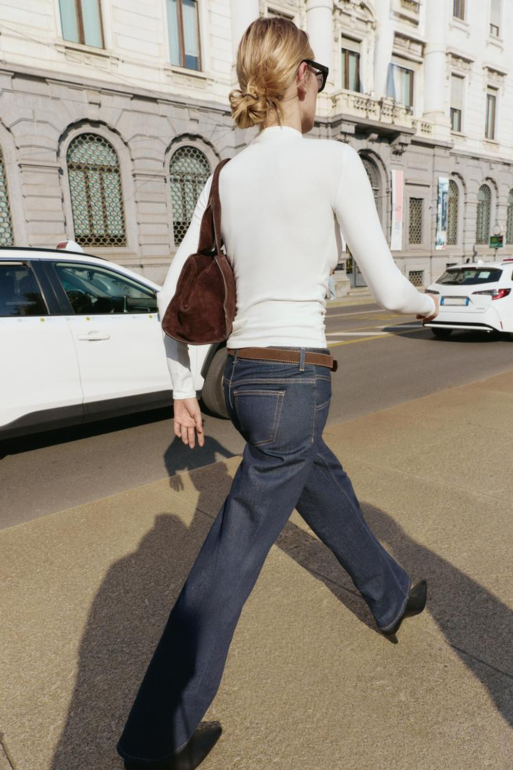 ZARA ФУТБОЛКА С ВЫСОКИМ ВОРОТНИКОМ, ЖЕЛТОВАТО-БЕЛЫЙ