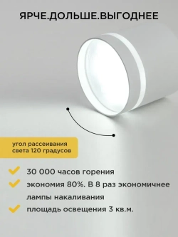 Точечные светильники потолочные GX53 белый, накладной светодиодный спот