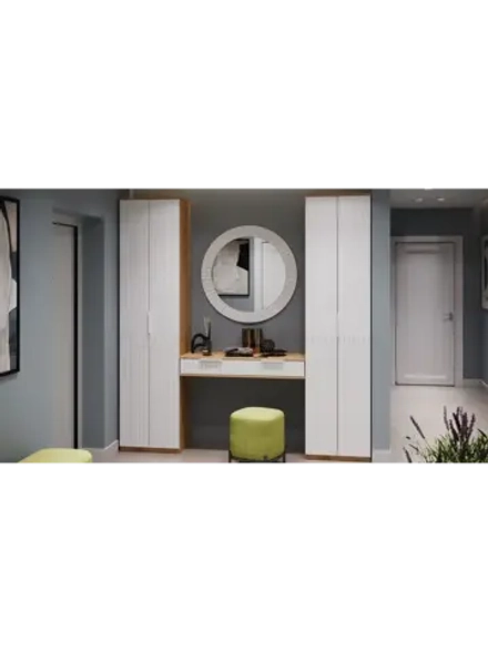 Прихожая с зеркалом Дуб Крафт золотой 206х43х226