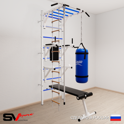 Шведская стенка Sv Sport усиленная 6651 (Турник рукоход/Брусья/Стойка/Скамья/Канат/Лестница/Цепь/Мешок 15кг)