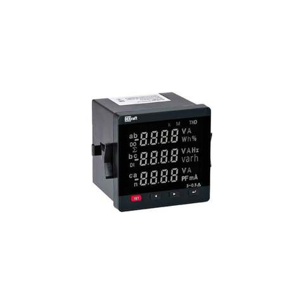 Цифровой мультиметр DEKraft МТ-72D, 72x72 мм, трехфазный, вход 600 В, 5 А, RS485, LCD-дисплей 51412DEK