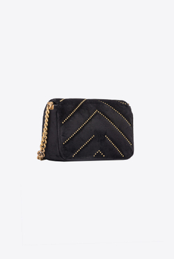 MINI LOVE BAG CLICK IN VELVET WITH STUDS - black