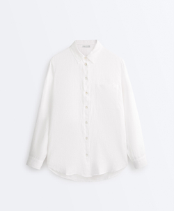 Oysho Рубашка свободного кроя из 100%-го льна, белый