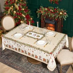 СКАТЕРТЬ "ЩЕЛКУНЧИК" 160Х220СМ БЕЖЕВЫЙ,100% ХЛОПОК,ТВИЛ