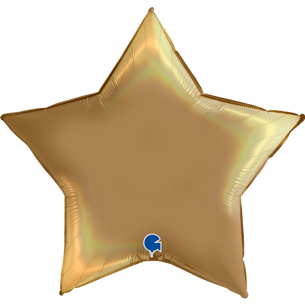 Шар-звезда 36"/91 см, фольга, шампань, голография (БГ-150)