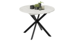 Стол кухонный обеденный круглый раздвижной Белый/Чёрный Муар, Мэдисон, 100,1х100х75 см