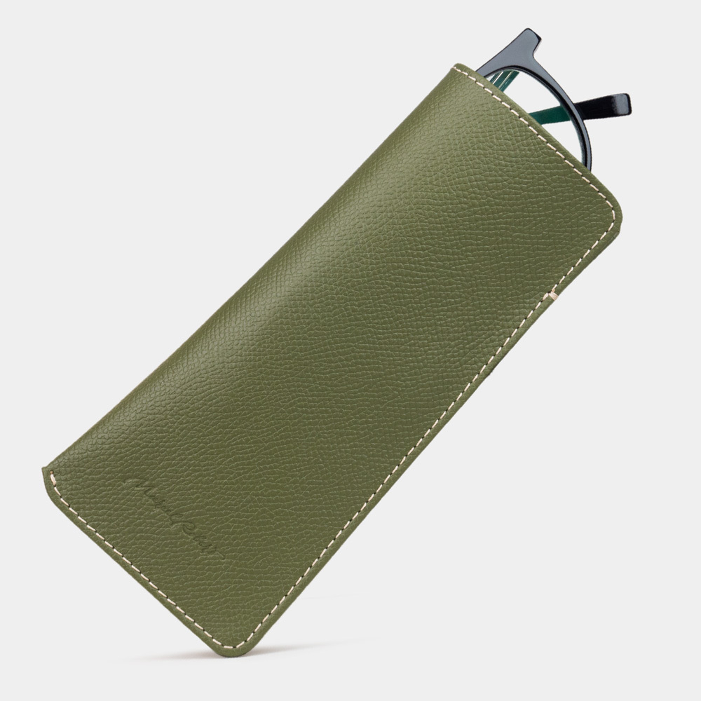 Футляр для очков Lunette из кожи сафьяно, цвета хаки