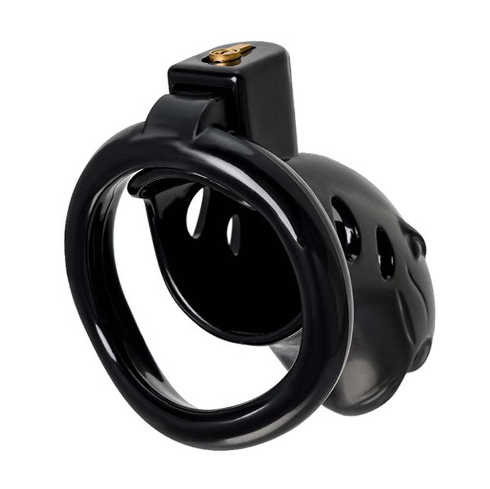 Черный мужской пояс верности 10см из пластика ToyFa Black&Red 901411-5