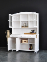 Шкаф витрина Лена трехдверный 132х39х192 см из массива сосны / буфет для кухни, белый