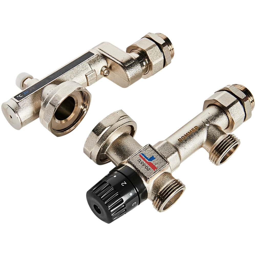 Насосно-смесительный узел ROMMER - 1" (термоклапан 20-55°C, с дисплеем, без насоса)